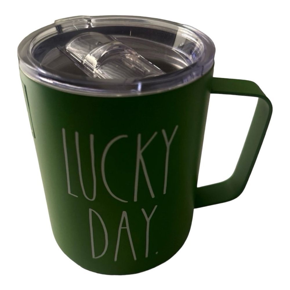 Rae Dunn Lucky Day Coffee Mug Insulated Stainless Steel Travel Cup 12oz